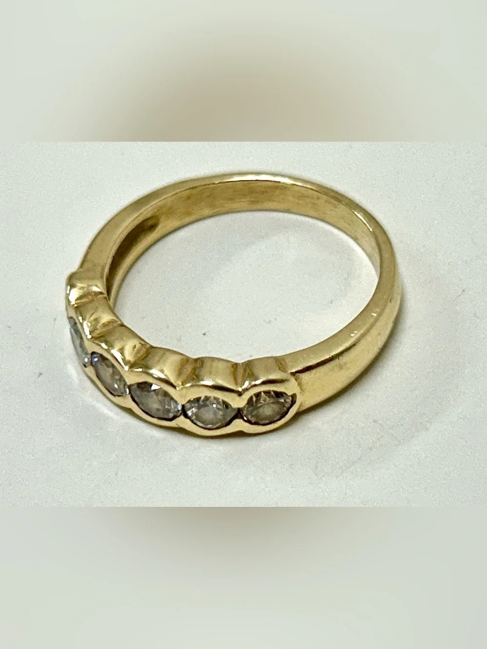 Vintage 14 Karat Gold 6 Bezel Set Diamond Ring